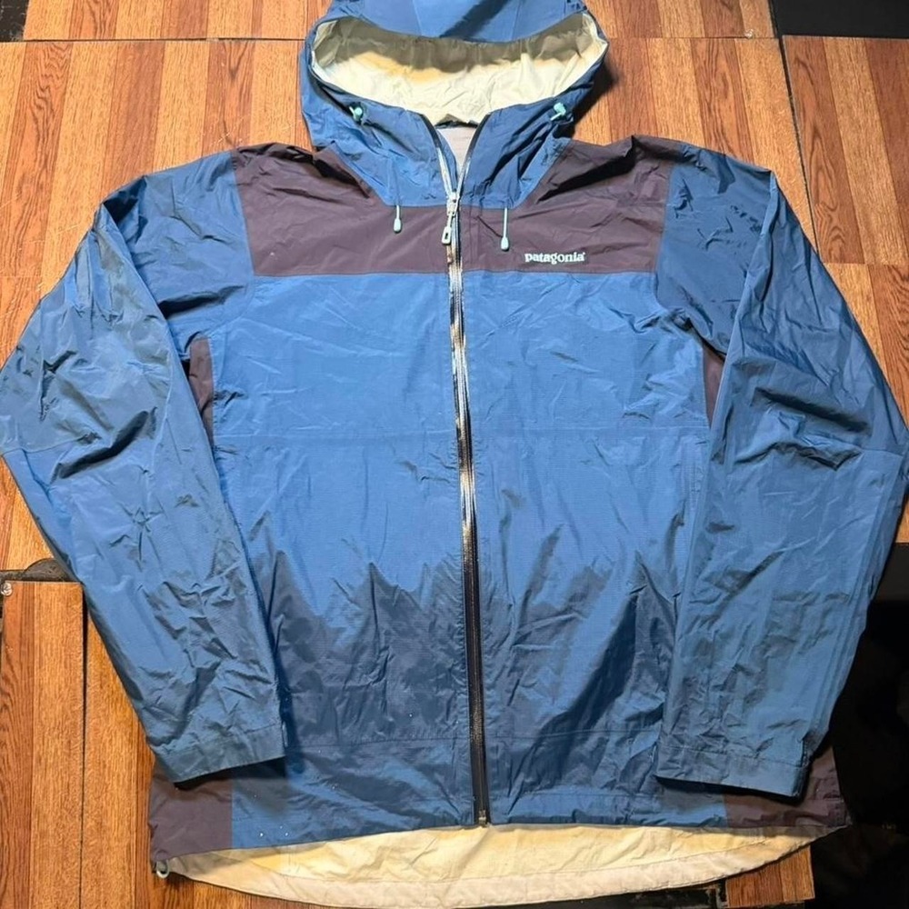 Patagonia Men's Blue Torrentshell 3L H2NO Rain Wind Jacket XL FLAWS